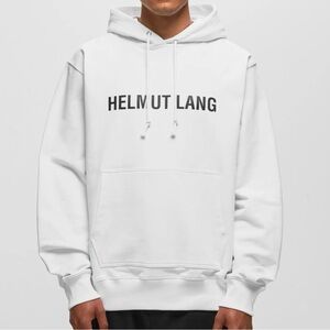 Helmut Lang White Core Logo Hoodie Sweatshirt